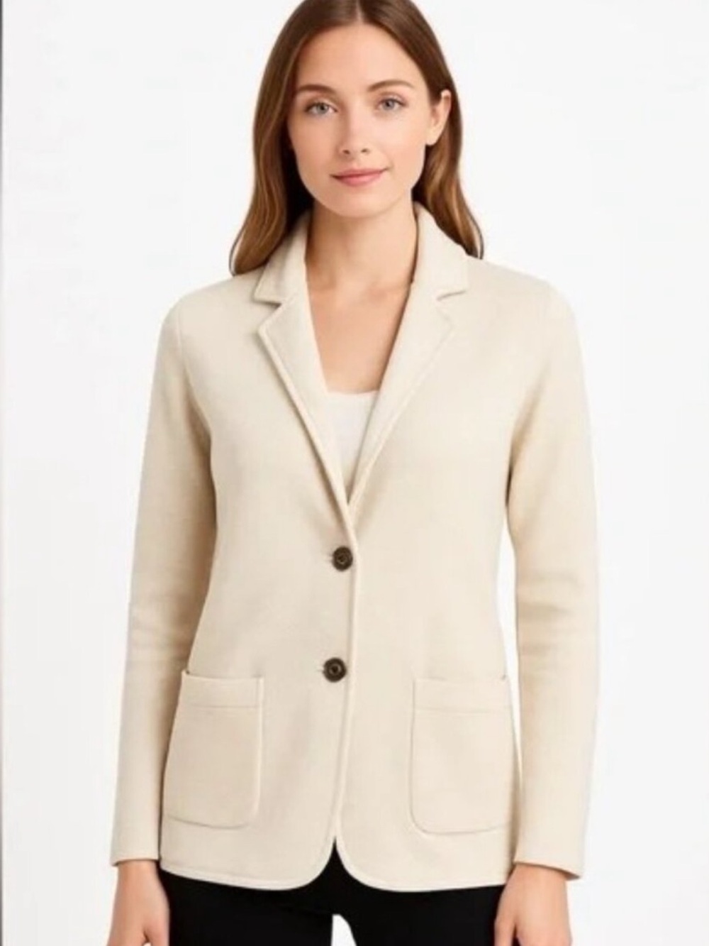 J.Crew Schoolboy Cotton Knit Sweater Blazer-Oatmeal/Cream-Women Size Small